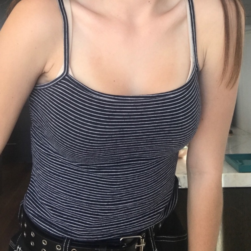 navy striped brandy tank top